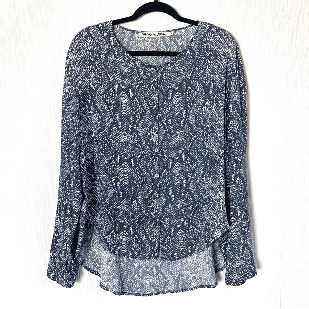 Michael Stars Snake Print Long Sleeve Tunic Blouse